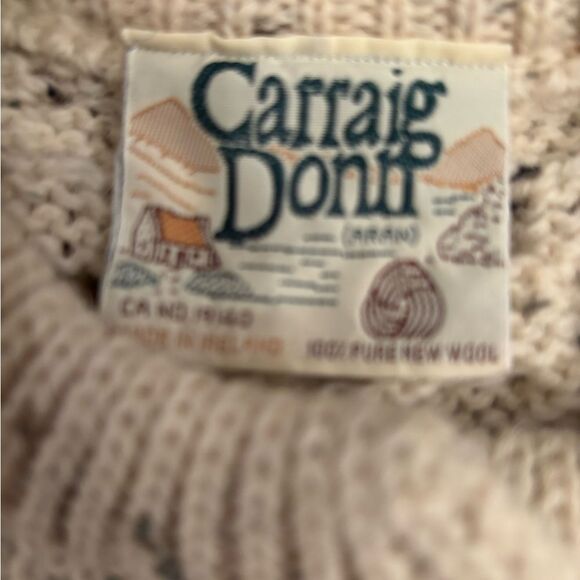 CARRAIG DONN YOUTH KIDS SIZE LARGE CREAM CARDIGAN WOOL SWEATER IRELAND - Picture 5 of 6